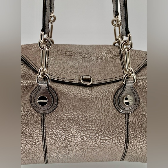 Pristine Borbonese Authentic Leather Bag w/Silver Chain Shoulder Staps - Picture 3 of 16